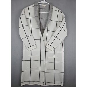 Bohme White and Black Grid Cardigan